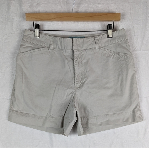Eddie Bauer Mercer Fit Khaki Chino Shorts 8 Tan Flat Front Short Neutral 4" - Picture 13 of 13